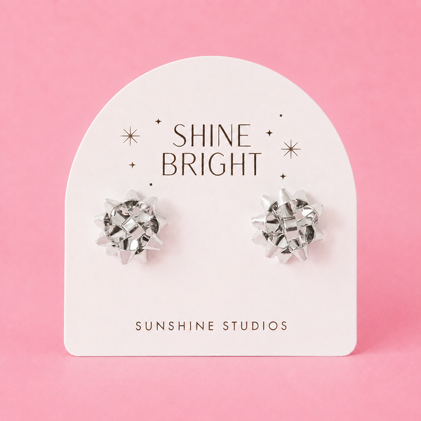 Holiday Bow Earrings Silver