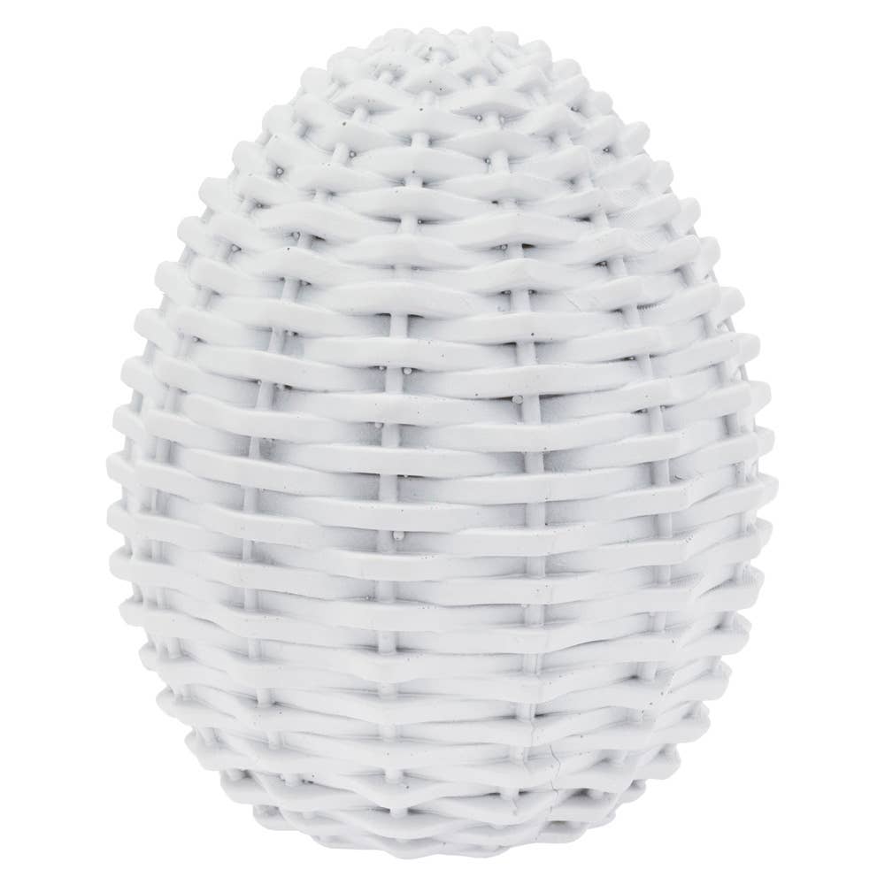 5" White Wicker Resin Egg Easter
