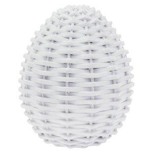 5" White Wicker Resin Egg