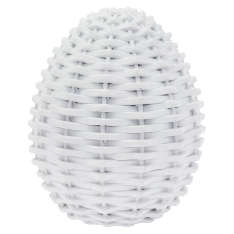 5" White Wicker Resin Egg Easter