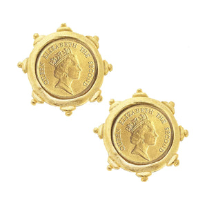 Susan Shaw Queen Elizabeth II Coin Studs (1614Q)