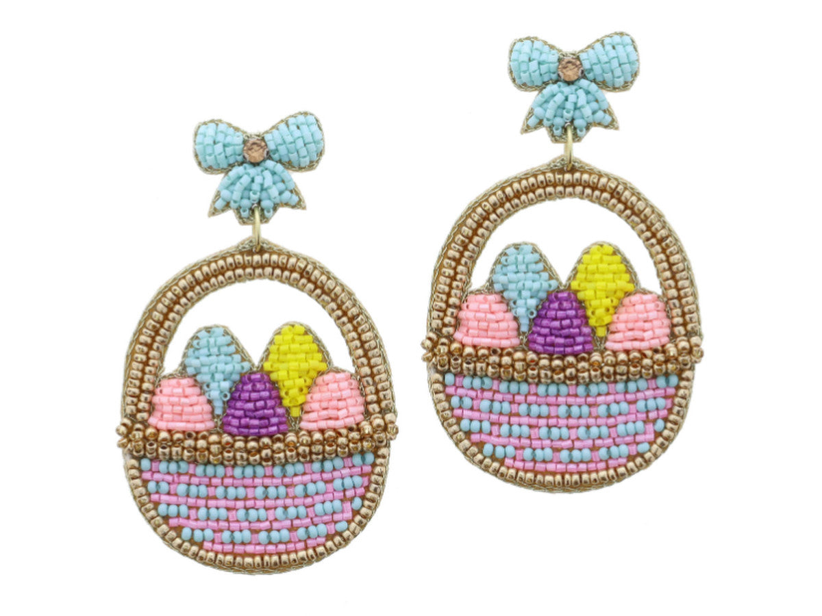 Beaded Easter Basket Earrings