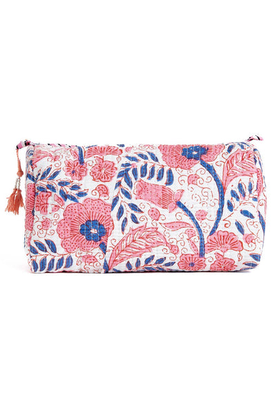 Quilted Makeup/Toiletry Bag Pink & Blue