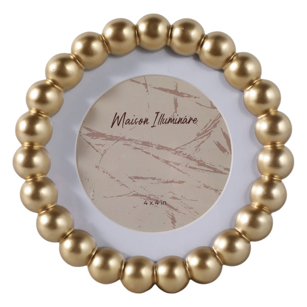 Photo Frame - Gold Glass Elegant Matted Beaded, 6x6 in.