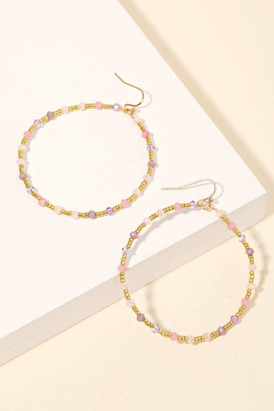 Seed Beaded Circle Cutout Earrings: