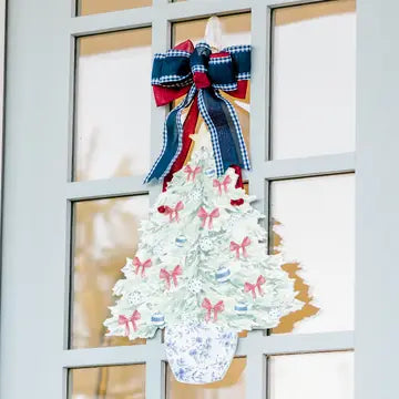 Chinoiserie Christmas Tree Door Hanger