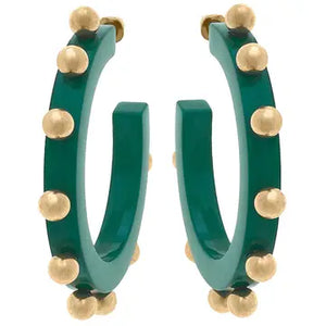 Green Resin Studded Hoops