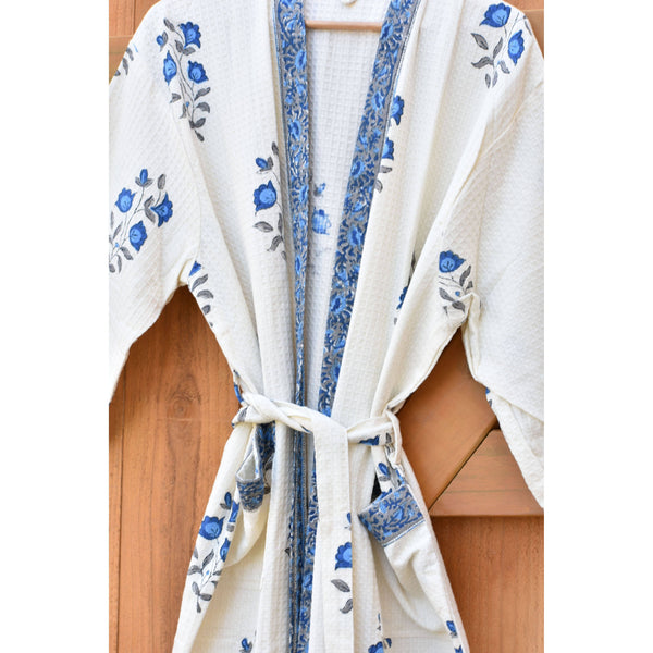 Indigo Bloom - Waffle Cotton Women Robe