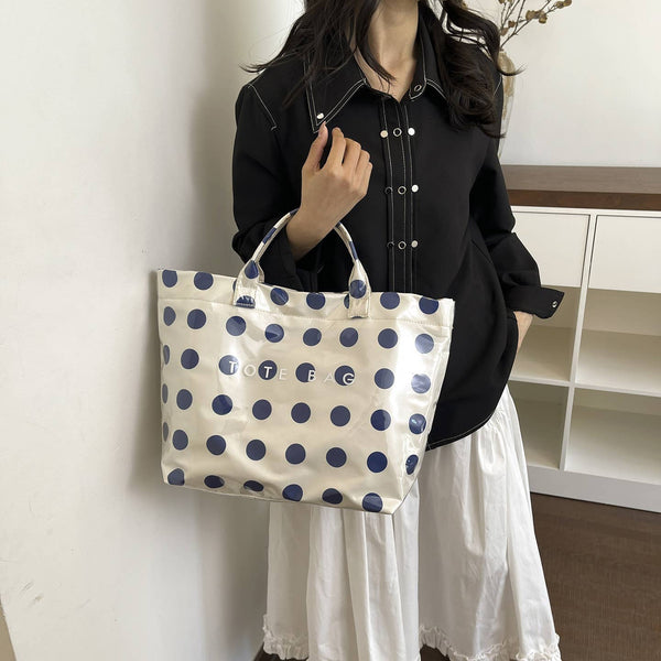 Dot Tote Bag for Women Large Plastic Waterproof Bags: Blue