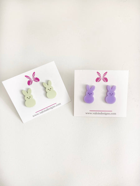 Easter Bunny Peep Stud Earrings: Green