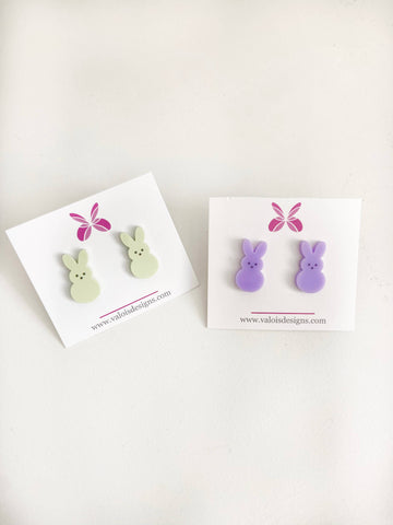 Easter Bunny Peep Stud Earrings: Green