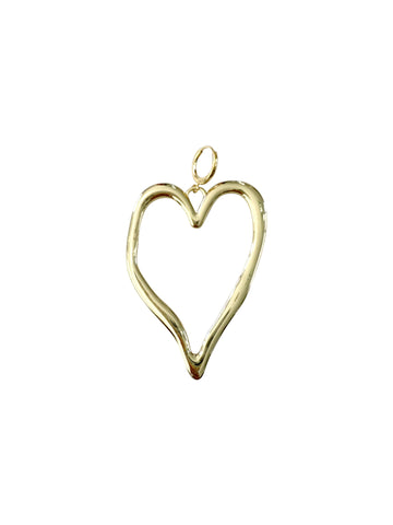 Large Gold Open Heart Scarf Charm - Jumbo Heart