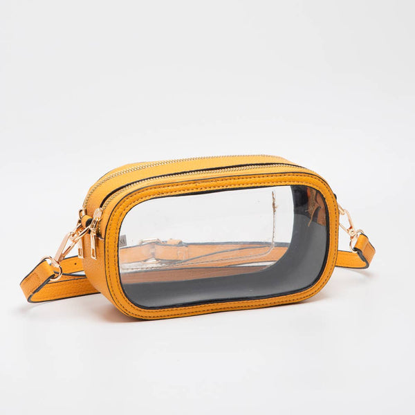 Game Day Stadium Clear Oval Crossbody Bags: White