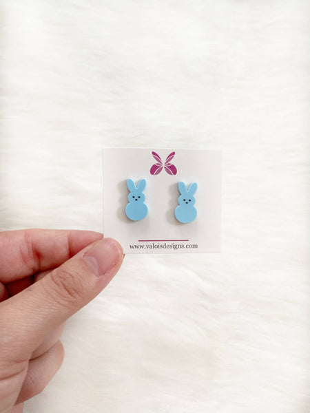 Easter Bunny Peep Stud Earrings: Green