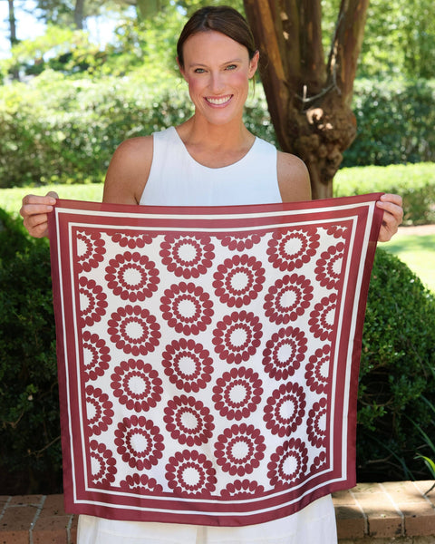 Lucy Floral Scarf Medium Maroon White: Default