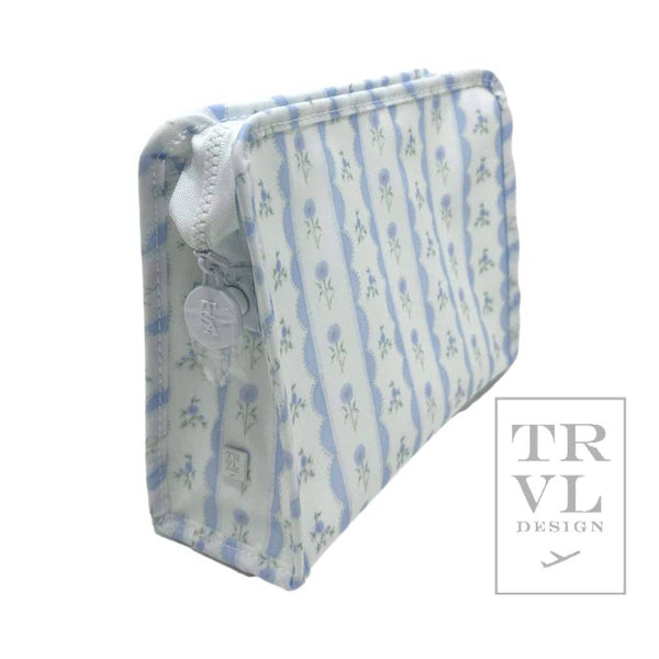 TRVL Roadie Large - Ribbon Floral Blue Zip Pouch