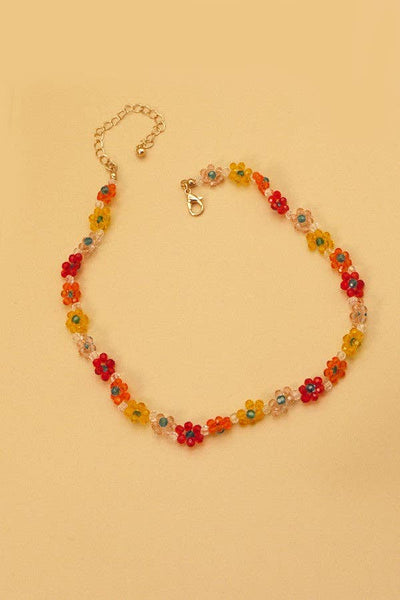 BEADED CHOKER FLOWER NECKLACE Multi