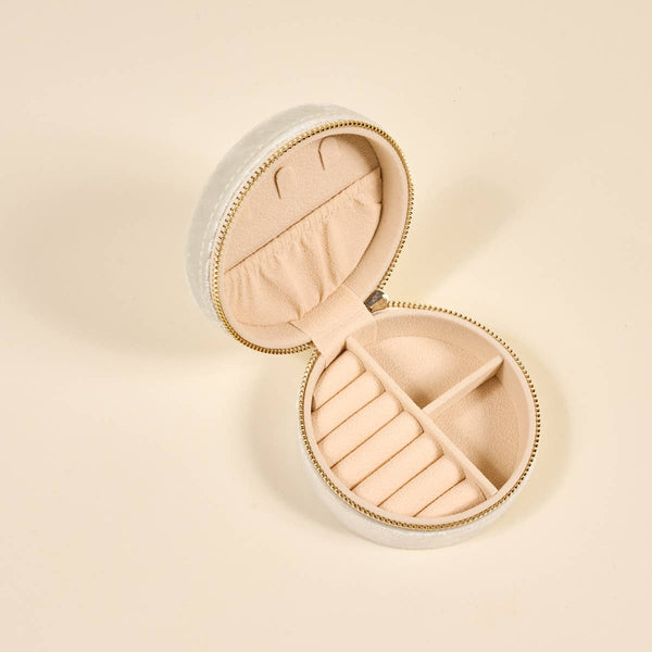 Round Velvet Jewelry Case–Bride