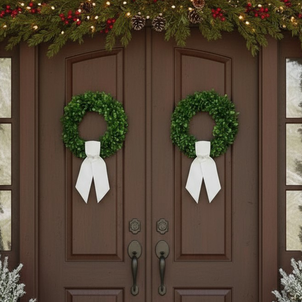 Cotton Wreath Sash | All-Season Holidays Entryway Decor : White