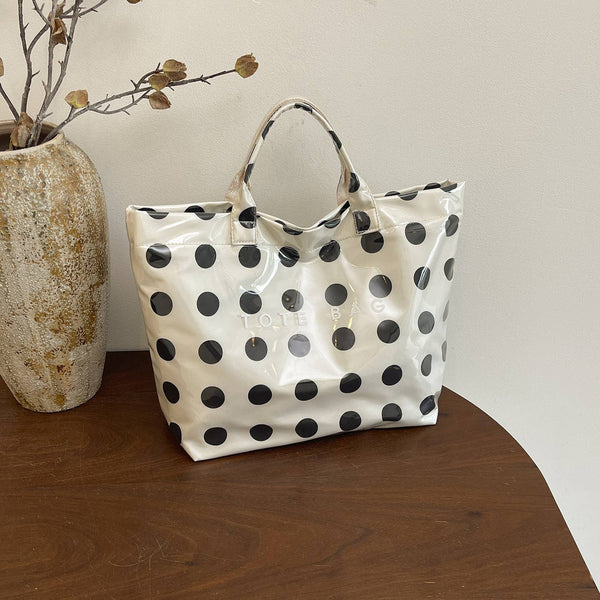 Dot Tote Bag for Women Large Plastic Waterproof Bags: Blue