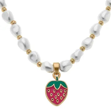 Pearl and Strawberry Kid's Necklace