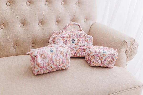 Dahlia Quilted Cosmetic Bags-set of 3 