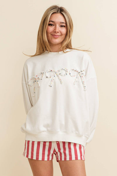 BOW ACCENT PULLOVER TOP