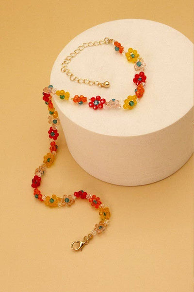 BEADED CHOKER FLOWER NECKLACE Multi