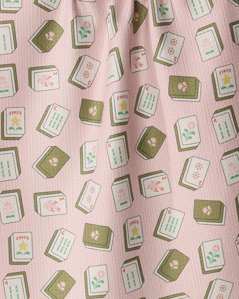 Flower Tiles Tea Towel - Mahjong: Pink