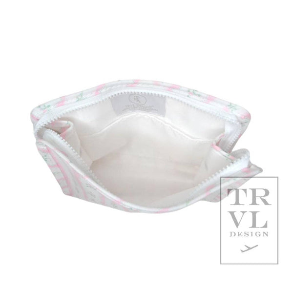 Roadie Medium - Ribbon Floral Pink Zip Pouch *new!