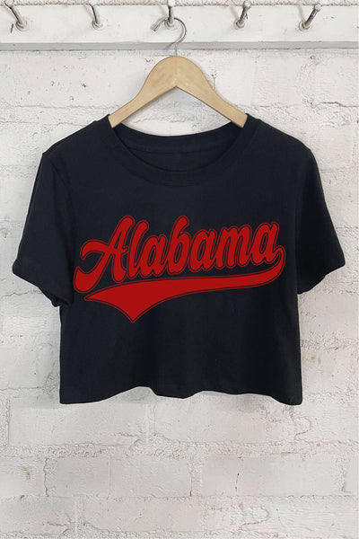 ALABAMA PUFF GRAPHIC SHORT CROP TOP: PEACH
