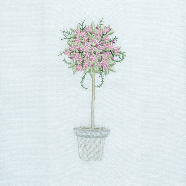 Pink Topiary Linen Towel: Citron