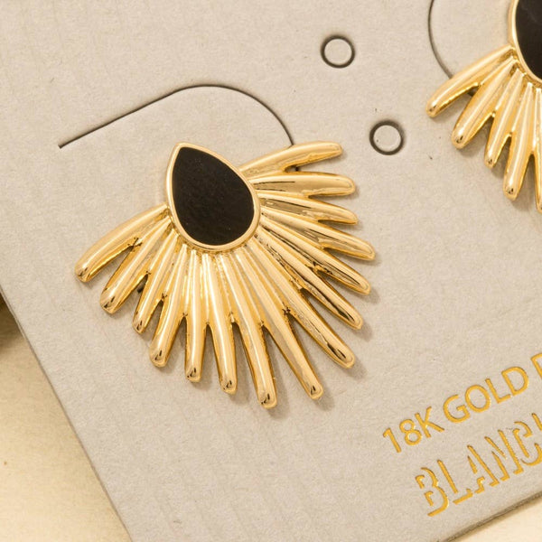 Metallic Feather Enamel Teardrop Stud Earrings: GBK