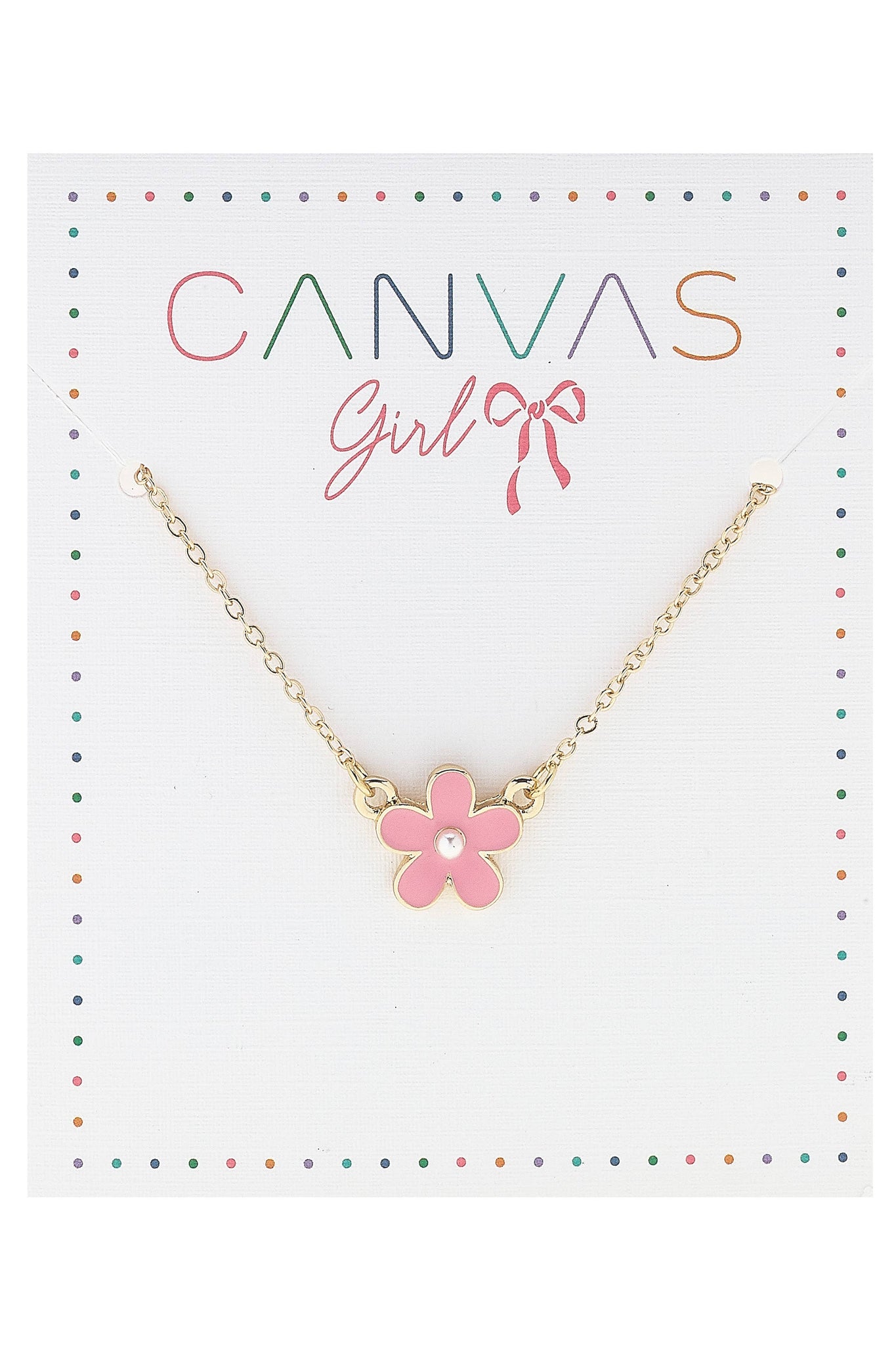 Hazel Enamel Flower Children's Necklace in Light Pink