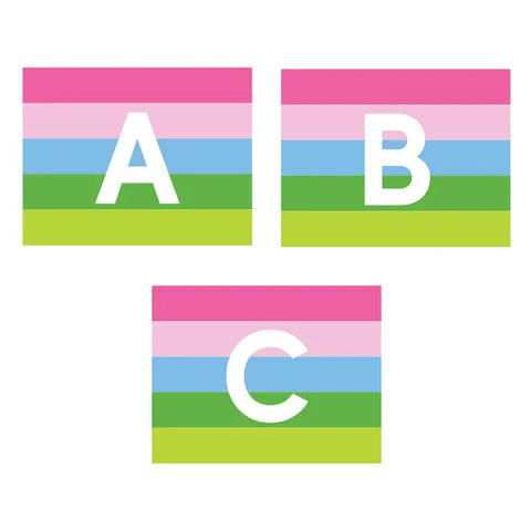 Bright Striped Fold-Over Initial Note Cards