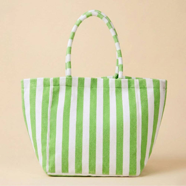 Striped Terry Tote Bag: Pink