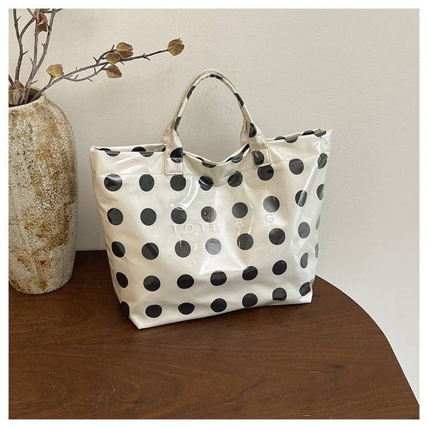 Dot Tote Bag for Women Large Plastic Waterproof Bags: Blue