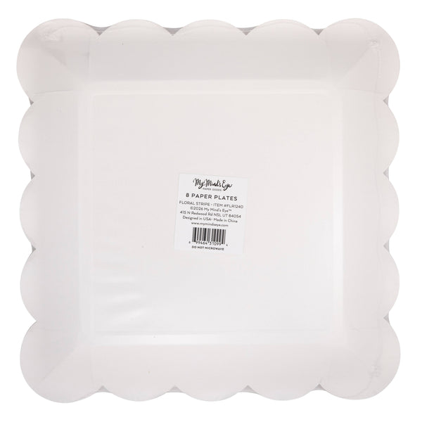 Striped Floral PInk Plate