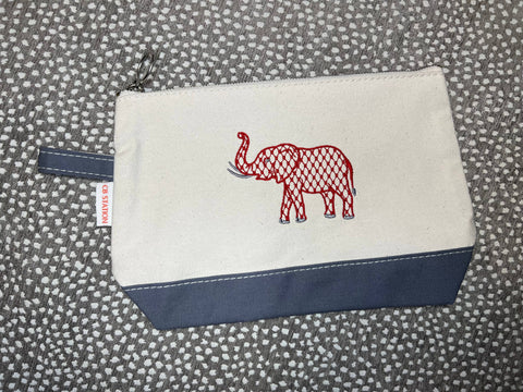 Elephant canvas makeup bag
