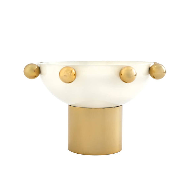 Temari White and Gold Nut Bowl