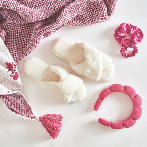 Plush Spa Headband - Hot Pink: Velvet, Sponge, Plastic / One Size Fits Most