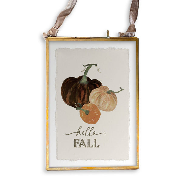 Mocha Pumpkins with Hello Fall: Dishtowel / -