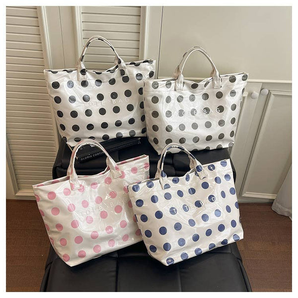 Dot Tote Bag for Women Large Plastic Waterproof Bags: Blue