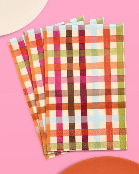 Fall Plaid Paper Napkins - 25 pcs; Thanksgiving decor, 6x4