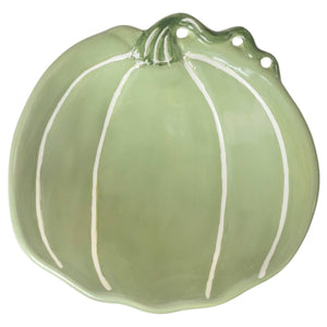 5" Green & White Pumpkin Bowl Fall