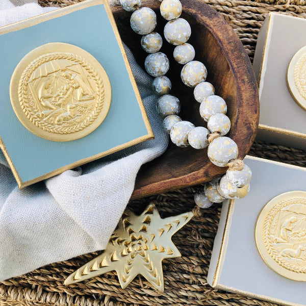 Nativity Intaglio Canvas | Plaster Intaglio Art | Christian: Grey