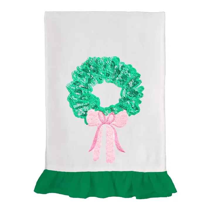 Sequin Wreath Tea Towel