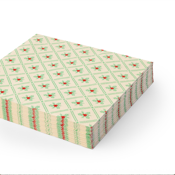HOLLY PATTERN CHRISTMAS DINNER NAPKINS
