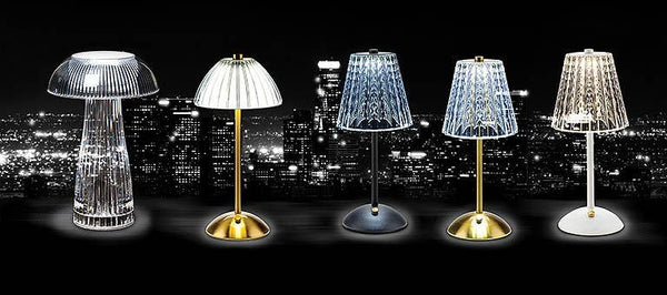 Fancy Shade LED Table Light - Gold/White - 12"H