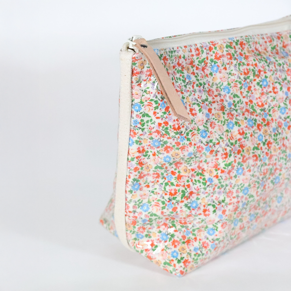 Floral Clear Coated Travel Pouch